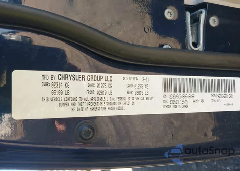 2011 Chrysler 300 Limited z USA, uszkodzony, nr VIN 2C3CA5CG4BH548098